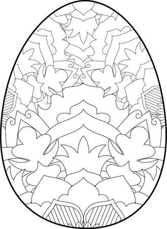 Easter egg coloring page. Happy easter day coloring page. Black and white easter egg coloring book page. Easter egg vector outline illustration. Easter egg hand drawn line art.のイラスト素材
