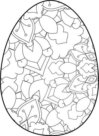 Easter egg coloring page. Happy easter day coloring page. Black and white easter egg coloring book page. Easter egg vector outline illustration. Easter egg hand drawn line art.のイラスト素材