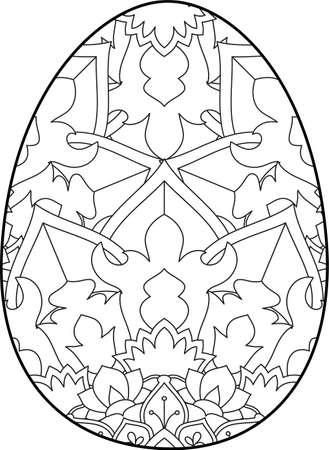Easter egg coloring page. Happy easter day coloring page. Black and white easter egg coloring book page. Easter egg vector outline illustration. Easter egg hand drawn line art.のイラスト素材