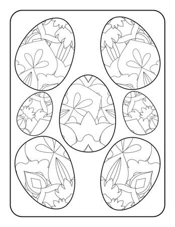 Easter egg coloring page. Happy easter day coloring page. Black and white easter egg coloring book page. Easter egg vector outline illustration. Easter egg hand drawn line art.のイラスト素材