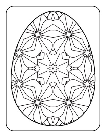Easter egg coloring page. Happy easter day coloring page. Black and white easter egg coloring book page. Easter egg vector outline illustration. Easter egg hand drawn line art.のイラスト素材