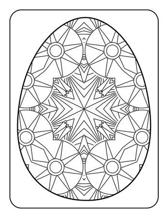 Easter egg coloring page. Happy easter day coloring page. Black and white easter egg coloring book page. Easter egg vector outline illustration. Easter egg hand drawn line art.のイラスト素材