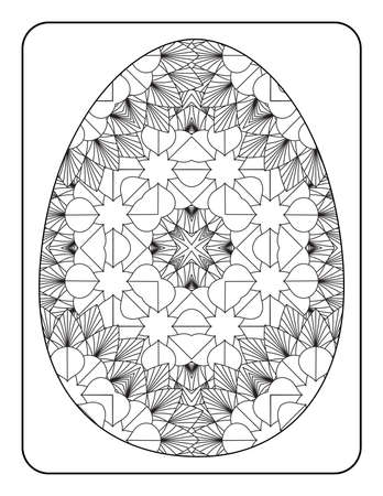 Easter egg coloring page. Happy easter day coloring page. Black and white easter egg coloring book page. Easter egg vector outline illustration. Easter egg hand drawn line art.のイラスト素材