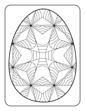 Easter egg coloring page. Happy easter day coloring page. Black and white easter egg coloring book page. Easter egg vector outline illustration. Easter egg hand drawn line art.のイラスト素材
