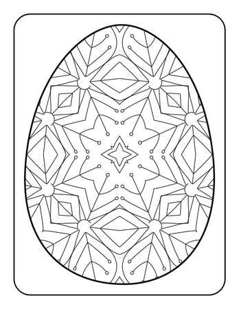 Easter egg coloring page. Happy easter day coloring page. Black and white easter egg coloring book page. Easter egg vector outline illustration. Easter egg hand drawn line art.のイラスト素材