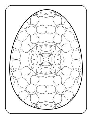 Easter egg coloring page. Happy easter day coloring page. Black and white easter egg coloring book page. Easter egg vector outline illustration. Easter egg hand drawn line art.のイラスト素材