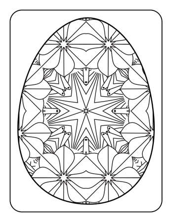 Easter egg coloring page. Happy easter day coloring page. Black and white easter egg coloring book page. Easter egg vector outline illustration. Easter egg hand drawn line art.のイラスト素材
