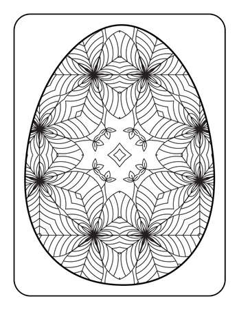 Easter egg coloring page. Happy easter day coloring page. Black and white easter egg coloring book page. Easter egg vector outline illustration. Easter egg hand drawn line art.のイラスト素材