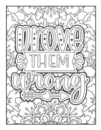 Motivational quotes coloring page. Inspirational quotes coloring page. Affirmative quotes coloring page. Positive quotes coloring page. Good vibes. Coloring book for adults.のイラスト素材