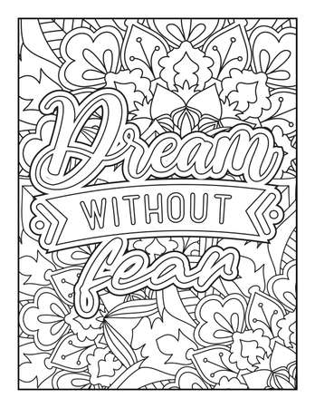 Motivational quotes coloring page. Inspirational quotes coloring page. Affirmative quotes coloring page. Positive quotes coloring page. Good vibes. Coloring book for adults.のイラスト素材