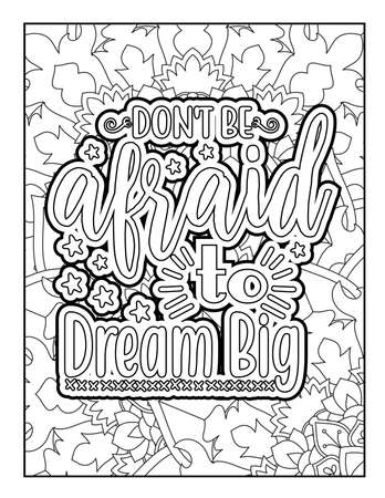 Motivational quotes coloring page. Inspirational quotes coloring page. Affirmative quotes coloring page. Positive quotes coloring page. Good vibes. Coloring book for adults.のイラスト素材
