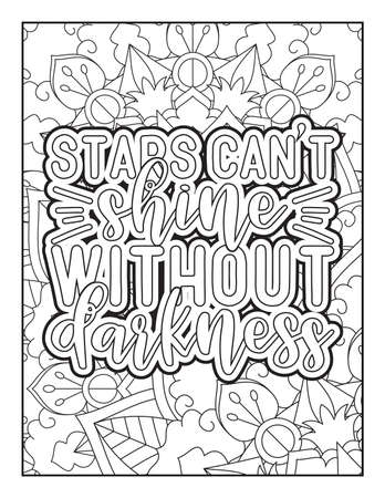 Motivational quotes coloring page. Inspirational quotes coloring page. Affirmative quotes coloring page. Positive quotes coloring page. Good vibes. Coloring book for adults.のイラスト素材