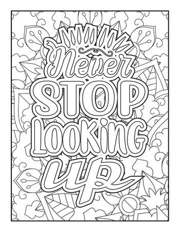 Motivational quotes coloring page. Inspirational quotes coloring page. Affirmative quotes coloring page. Positive quotes coloring page. Good vibes. Coloring book for adults.のイラスト素材