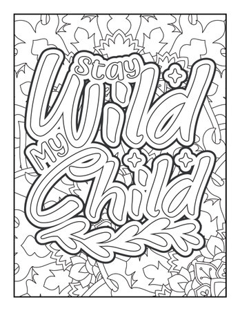 Motivational quotes coloring page. Inspirational quotes coloring page. Affirmative quotes coloring page. Positive quotes coloring page. Good vibes. Coloring book for adults.のイラスト素材