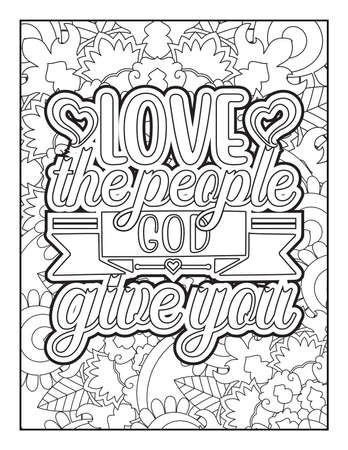 Motivational quotes coloring page. Inspirational quotes coloring page. Affirmative quotes coloring page. Positive quotes coloring page. Good vibes. Motivational swear word. Coloring book for adults.のイラスト素材
