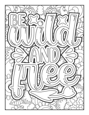 Motivational quotes coloring page. Inspirational quotes coloring page. Affirmative quotes coloring page. Positive quotes coloring page. Good vibes. Motivational swear word. Coloring book for adults.のイラスト素材