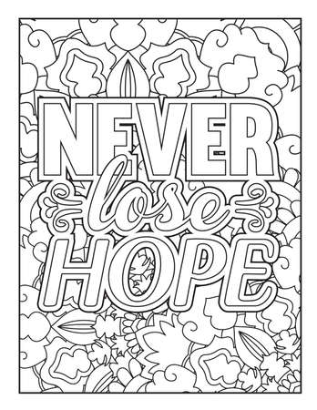 Motivational quotes coloring page. Inspirational quotes coloring page. Affirmative quotes coloring page. Positive quotes coloring page. Good vibes. Motivational swear word. Coloring book for adults.のイラスト素材