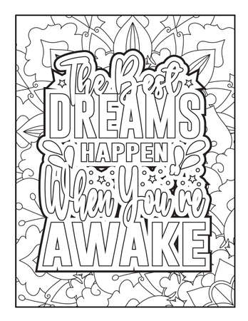 Motivational quotes coloring page. Inspirational quotes coloring page. Affirmative quotes coloring page. Positive quotes coloring page. Good vibes. Motivational swear word. Coloring book for adults.のイラスト素材