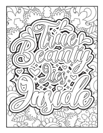Motivational quotes coloring page. Inspirational quotes coloring page. Affirmative quotes coloring page. Positive quotes coloring page. Good vibes. Swear word coloring page. Motivational typography.のイラスト素材