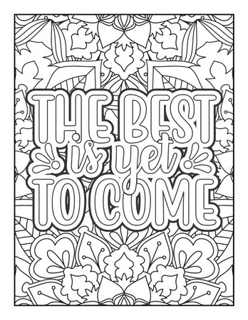 Motivational quotes coloring page. Inspirational quotes coloring page. Affirmative quotes coloring page. Positive quotes coloring page. Good vibes. Swear word coloring page. Motivational typography.のイラスト素材