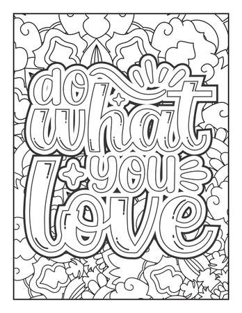 Motivational quotes coloring page. Inspirational quotes coloring page. Affirmative quotes coloring page. Positive quotes coloring page. Good vibes. Swear word coloring page. Motivational typography.のイラスト素材