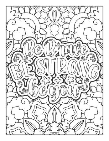 Motivational quotes coloring page. Inspirational quotes coloring page. Affirmative quotes coloring page. Positive quotes coloring page. Good vibes. Swear word coloring page. Motivational typography.のイラスト素材