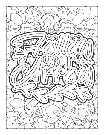 Motivational quotes coloring page. Inspirational quotes coloring page. Affirmative quotes coloring page. Positive quotes coloring page. Good vibes. Swear word coloring page. Motivational typography.のイラスト素材