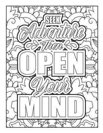 Motivational quotes coloring page. Inspirational quotes coloring page. Affirmative quotes coloring page. Positive quotes coloring page. Good vibes. Swear word coloring page. Motivational typography.のイラスト素材