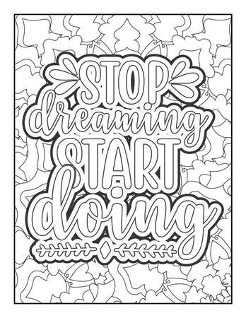 Motivational quotes coloring page. Inspirational quotes coloring page. Affirmative quotes coloring page. Positive quotes coloring page. Good vibes. Swear word coloring page. Motivational typography.のイラスト素材