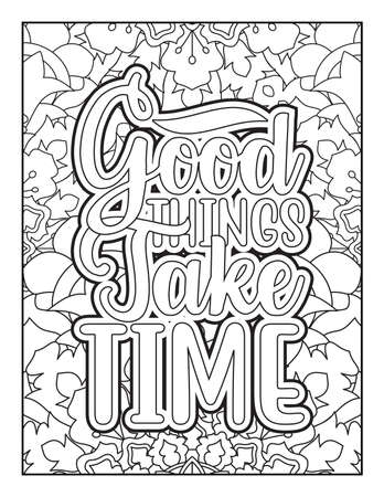 Motivational quotes coloring page. Inspirational quotes coloring page. Affirmative quotes coloring page. Positive quotes coloring page. Good vibes. Swear word coloring page. Motivational typography.のイラスト素材