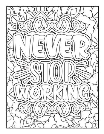 Motivational quotes coloring page. Inspirational quotes coloring page. Affirmative quotes coloring page. Positive quotes coloring page. Good vibes. Swear word coloring page. Motivational typography.のイラスト素材