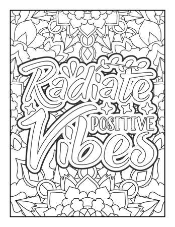 Motivational quotes coloring page. Inspirational quotes coloring page. Affirmative quotes coloring page. Positive quotes coloring page. Good vibes. Swear word coloring page. Motivational typography.のイラスト素材