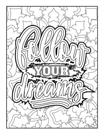 Motivational quotes coloring page. Inspirational quotes coloring page. Affirmative quotes coloring page. Positive quotes coloring page. Good vibes. Swear word coloring page. Motivational typography.のイラスト素材