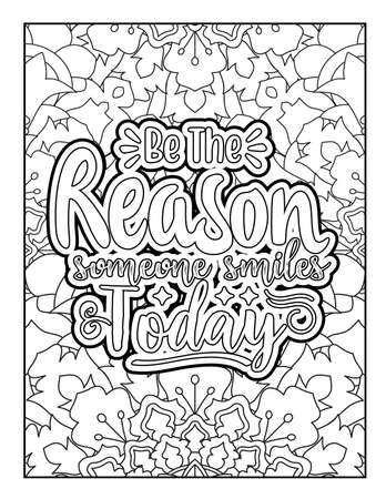 Motivational quotes coloring page. Inspirational quotes coloring page. Affirmative quotes coloring page. Positive quotes coloring page. Good vibes. Swear word coloring page. Motivational typography.のイラスト素材