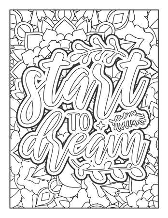 Motivational quotes coloring page. Inspirational quotes coloring page. Affirmative quotes coloring page. Positive quotes coloring page. Good vibes. Swear word coloring page. Motivational typography.のイラスト素材