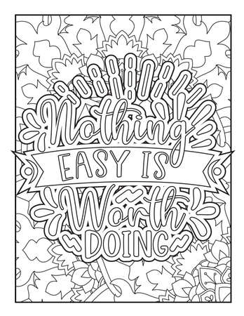 Motivational quotes coloring page. Inspirational quotes coloring page. Affirmative quotes coloring page. Positive quotes coloring page. Good vibes. Swear word coloring page. Motivational typography.のイラスト素材
