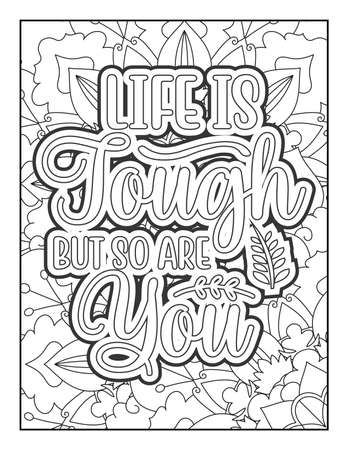 Motivational quotes coloring page. Inspirational quotes coloring page. Affirmative quotes coloring page. Positive quotes coloring page. Good vibes. Swear word coloring page. Motivational typography.のイラスト素材