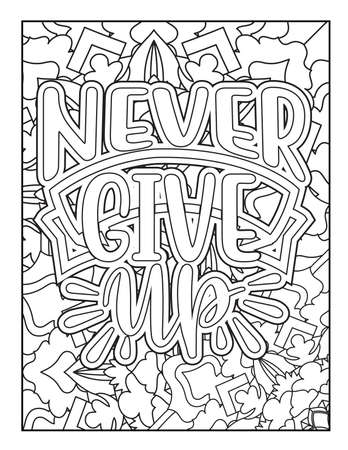 Motivational quotes coloring page. Inspirational quotes coloring page. Affirmative quotes coloring page. Positive quotes coloring page. Good vibes. Swear word coloring page. Motivational typography.のイラスト素材