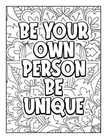 Motivational quotes coloring page. Inspirational quotes coloring page. Affirmative quotes coloring page. Positive quotes coloring page. Good vibes. Swear word coloring page. Motivational typography.のイラスト素材
