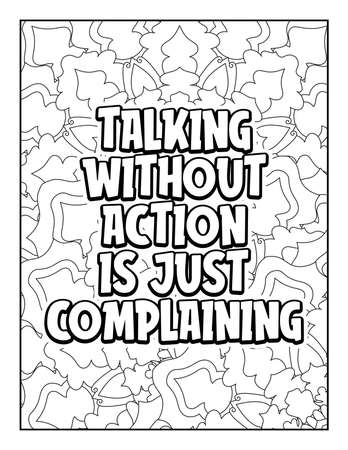 Motivational quotes coloring page. Inspirational quotes coloring page. Affirmative quotes coloring page. Positive quotes coloring page. Good vibes. Swear word coloring page. Motivational typography.のイラスト素材