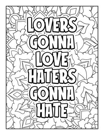 Motivational quotes coloring page. Inspirational quotes coloring page. Affirmative quotes coloring page. Positive quotes coloring page. Good vibes. Swear word coloring page. Motivational typography.のイラスト素材