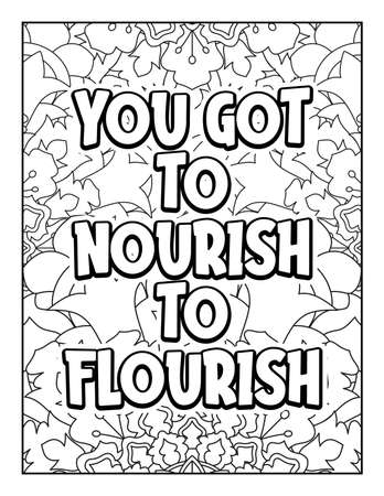Motivational quotes coloring page. Inspirational quotes coloring page. Affirmative quotes coloring page. Positive quotes coloring page. Good vibes. Swear word coloring page. Motivational typography.のイラスト素材