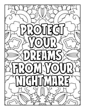 Motivational quotes coloring page. Inspirational quotes coloring page. Affirmative quotes coloring page. Positive quotes coloring page. Good vibes. Swear word coloring page. Motivational typography.のイラスト素材