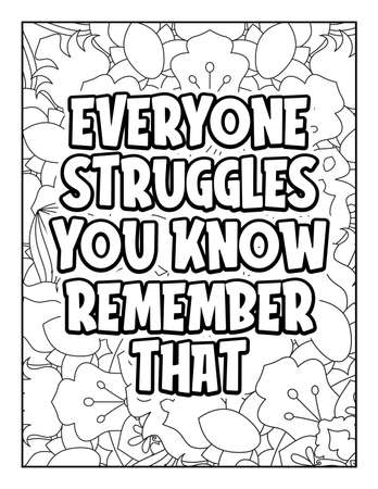 Motivational quotes coloring page. Inspirational quotes coloring page. Affirmative quotes coloring page. Positive quotes coloring page. Good vibes. Swear word coloring page. Motivational typography.のイラスト素材