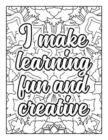 Motivational quotes coloring page. Inspirational quotes coloring page. Affirmative quotes coloring page. Positive quotes coloring page. Good vibes. Swear word coloring page. Motivational typography.のイラスト素材