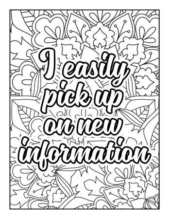 Motivational quotes coloring page. Inspirational quotes coloring page. Affirmative quotes coloring page. Positive quotes coloring page. Good vibes. Swear word coloring page. Motivational typography.のイラスト素材