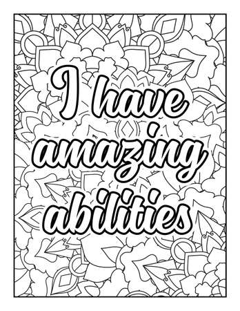 Motivational quotes coloring page. Inspirational quotes coloring page. Affirmative quotes coloring page. Positive quotes coloring page. Good vibes. Swear word coloring page. Motivational typography.のイラスト素材