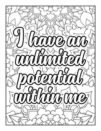 Motivational quotes coloring page. Inspirational quotes coloring page. Affirmative quotes coloring page. Positive quotes coloring page. Good vibes. Swear word coloring page. Motivational typography.のイラスト素材