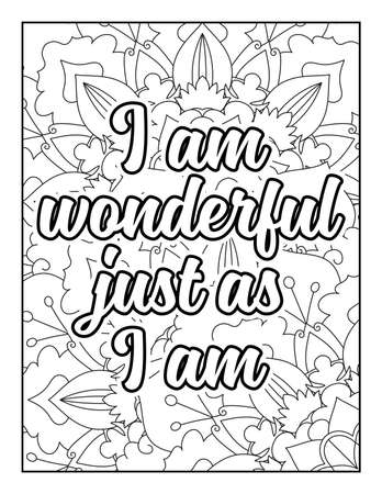 Motivational quotes coloring page. Inspirational quotes coloring page. Affirmative quotes coloring page. Positive quotes coloring page. Good vibes. Swear word coloring page. Motivational typography.のイラスト素材