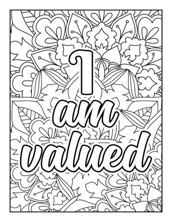 Motivational quotes coloring page. Inspirational quotes coloring page. Affirmative quotes coloring page. Positive quotes coloring page. Good vibes. Swear word coloring page. Motivational typography.のイラスト素材